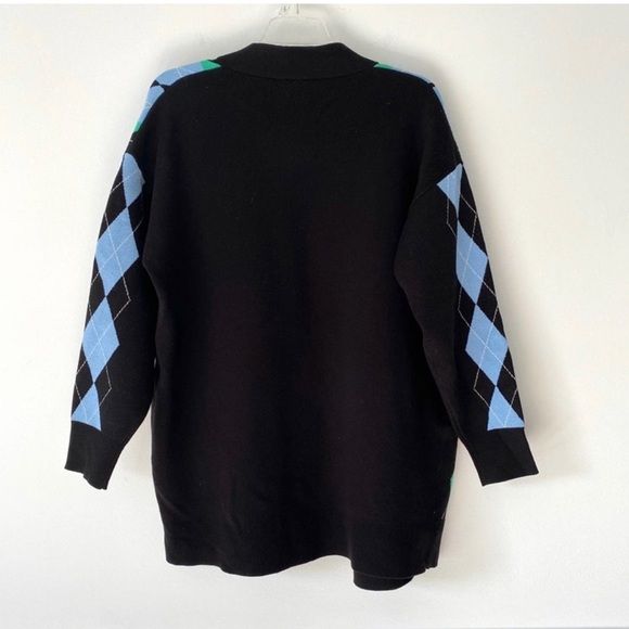 Sandro Prince Argyle Open Cardigan Sweater (Size 2 / Med) - Picture 5 of 8